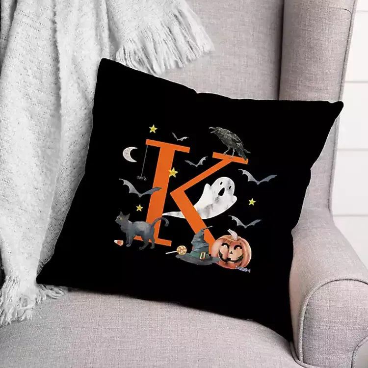 Hot Monogram K Halloween Indoor/Outdoor Pillow Halloween