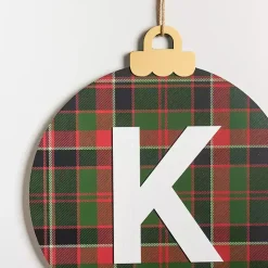 Sale Monogram K Plaid Ornament Wall Plaque Monogram Seasonal Decor
