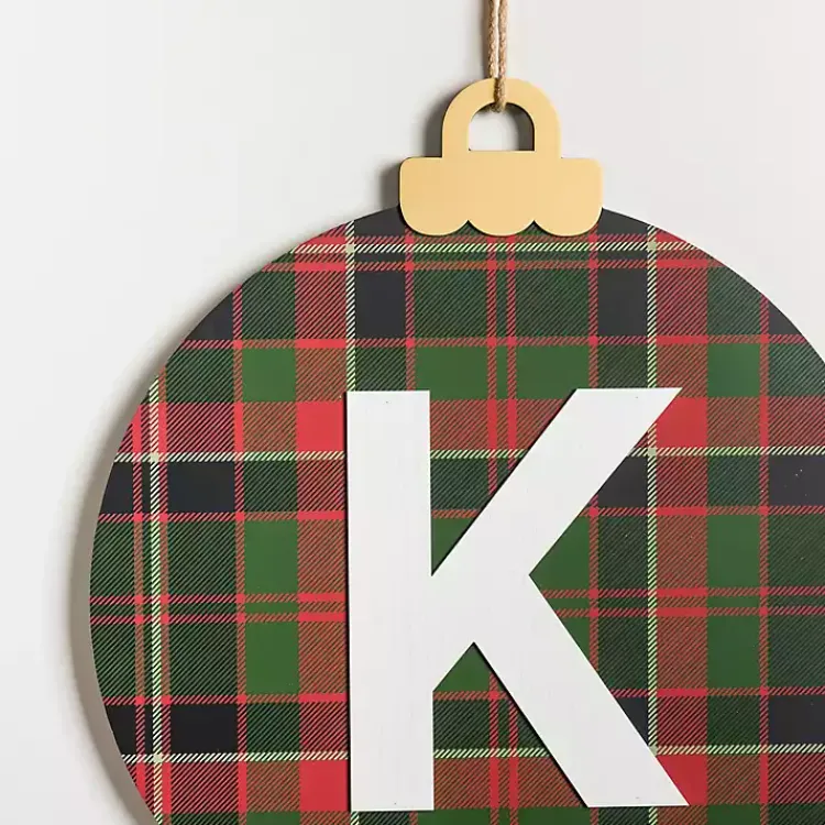 Sale Monogram K Plaid Ornament Wall Plaque Monogram Seasonal Decor