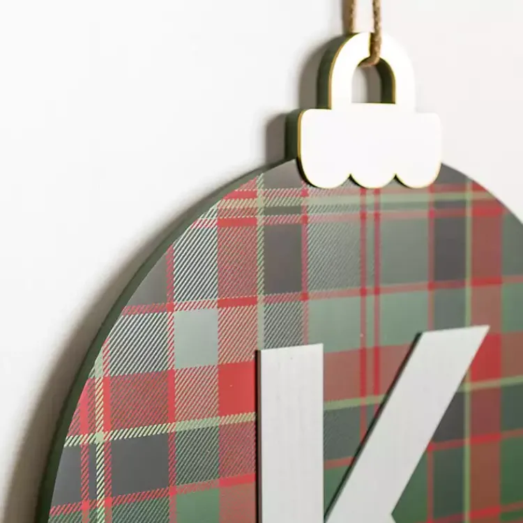 Sale Monogram K Plaid Ornament Wall Plaque Monogram Seasonal Decor