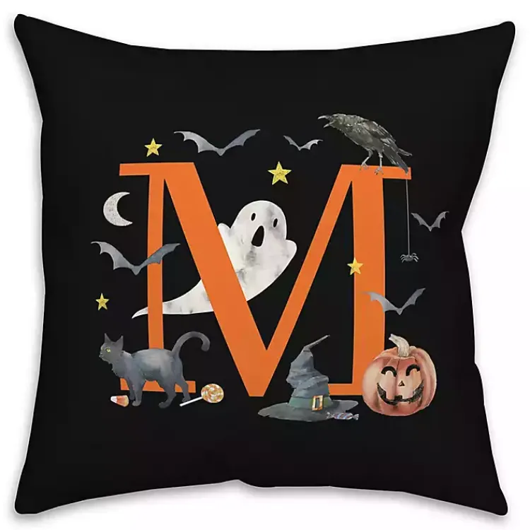 Best Monogram M Halloween Indoor/Outdoor Pillow Halloween