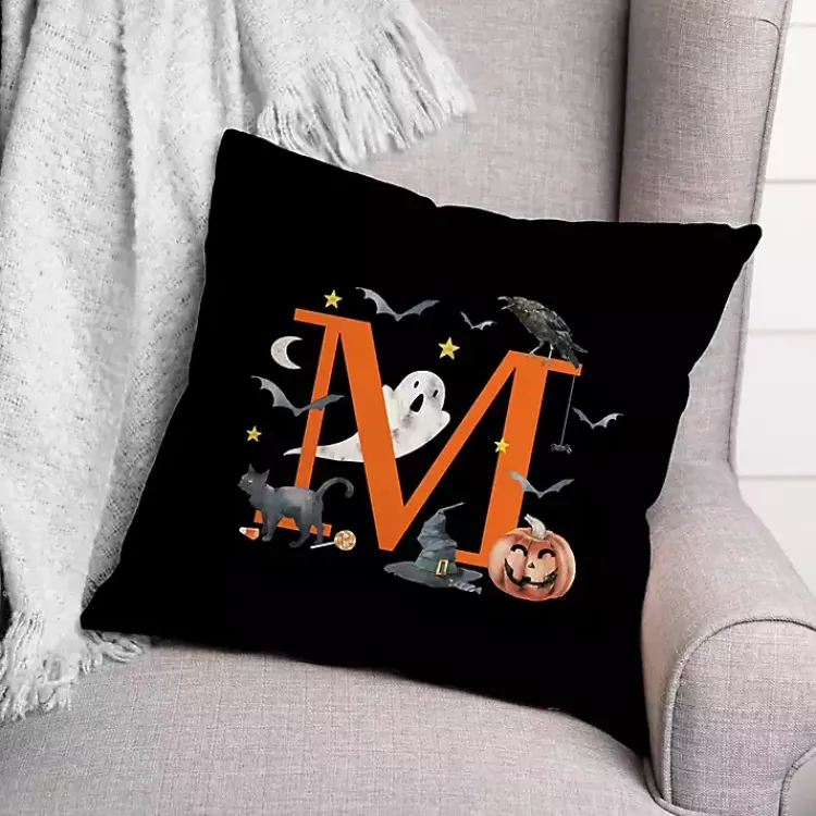 Best Monogram M Halloween Indoor/Outdoor Pillow Halloween
