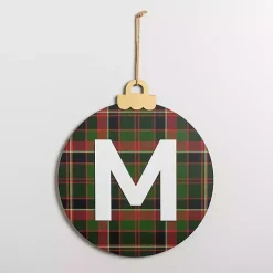 Online Monogram M Plaid Ornament Wall Plaque Monogram Seasonal Decor