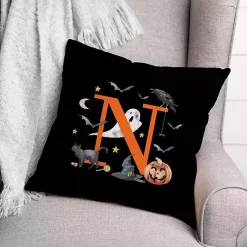 Clearance Monogram N Halloween Indoor/Outdoor Pillow Halloween