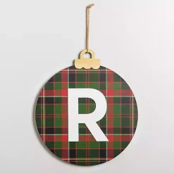 New Monogram R Plaid Ornament Wall Plaque Monogram Seasonal Decor