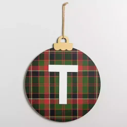 Discount Monogram T Plaid Ornament Wall Plaque Monogram Seasonal Decor