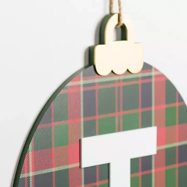 Discount Monogram T Plaid Ornament Wall Plaque Monogram Seasonal Decor
