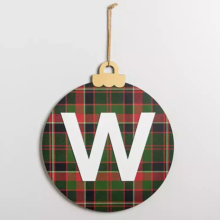 Sale Monogram W Plaid Ornament Wall Plaque Monogram Seasonal Decor