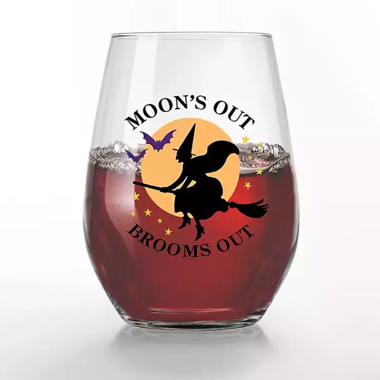 Kirklands Home Glassware & Drinkware|Moon's Out Brooms Out Halloween Glasses, Set of 2