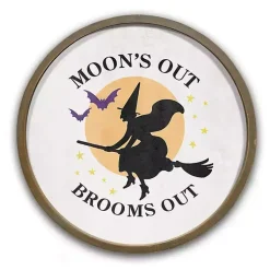 Best Moon's Out Brooms Out Round Wall Plaque Halloween