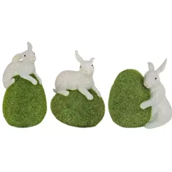 Mossy Green Easter Egg Bunnies, Set of 3 Easter Decorations