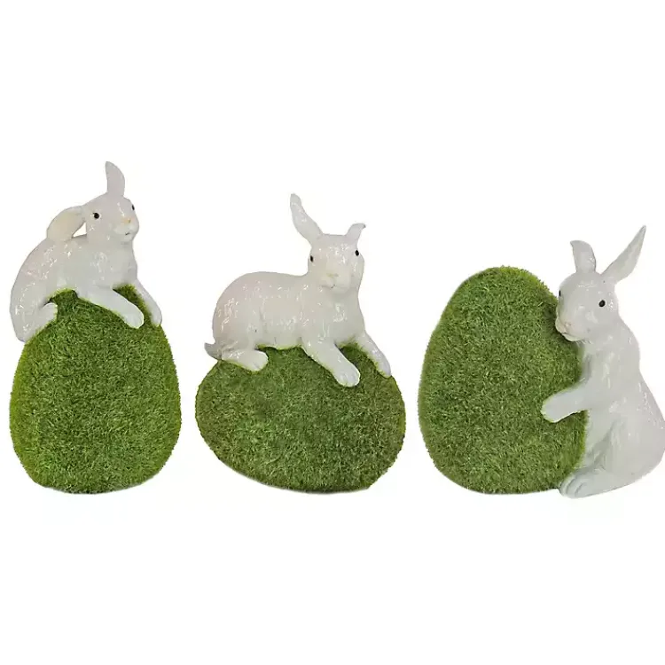 Mossy Green Easter Egg Bunnies, Set of 3 Easter Decorations