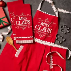 Online Mrs. Claus Apron and Kitchen Towels, Set of 3 Christmas Dining & Entertaining