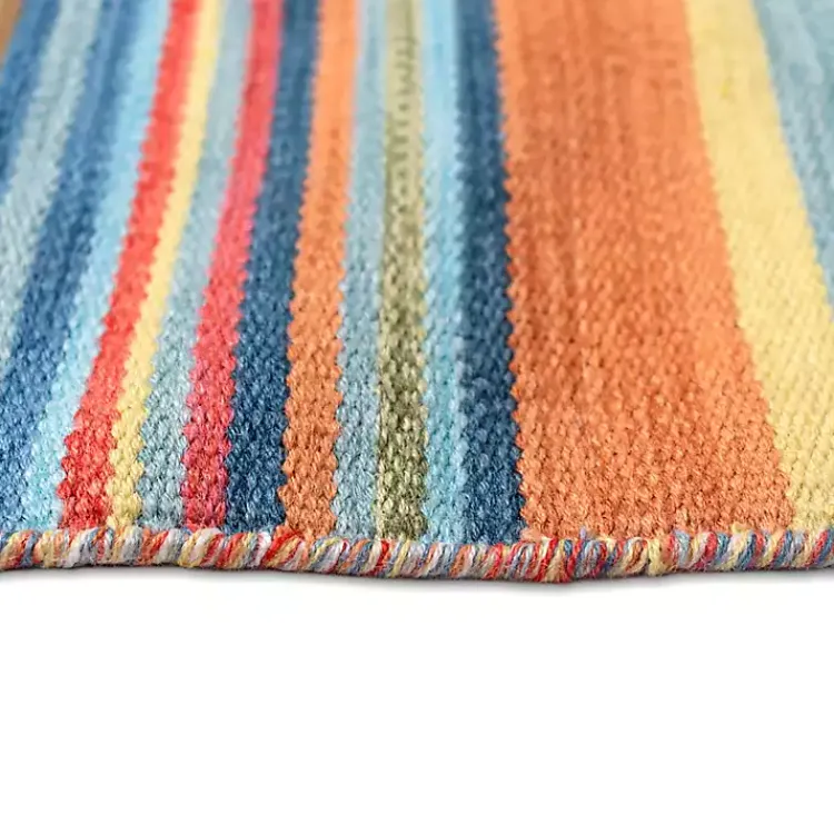 Kirklands Home Outdoor Rugs|Multi Dhurri Stripe Indoor/Outdoor Scatter Rug