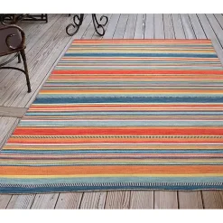 Kirklands Home Outdoor Rugs|Multi Dhurri Stripe Indoor/Outdoor Area Rug, 5x7