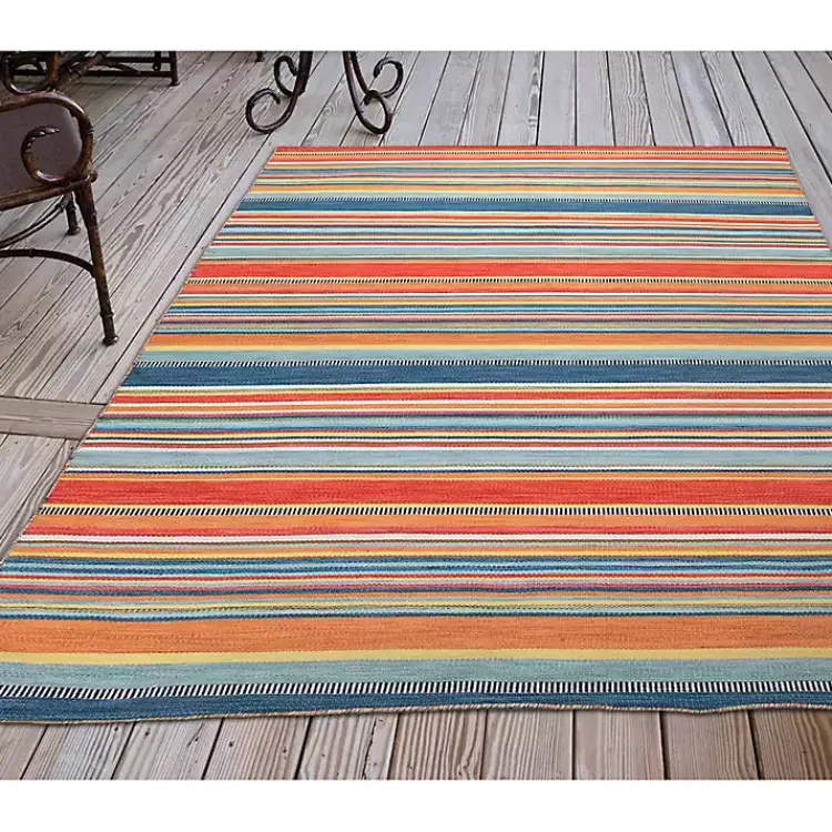 Kirklands Home Outdoor Rugs|Multi Dhurri Stripe Indoor/Outdoor Area Rug, 5x7