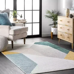 Kirklands Home Area Rugs|Multicolor Abstract Shapes Area Rug, 8x10