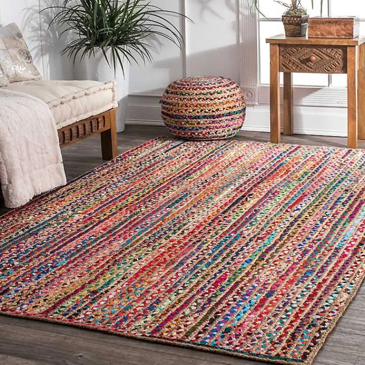 Kirklands Home Area Rugs|-Color Braided Jute and Cotton Area Rug, 8x10 Multi