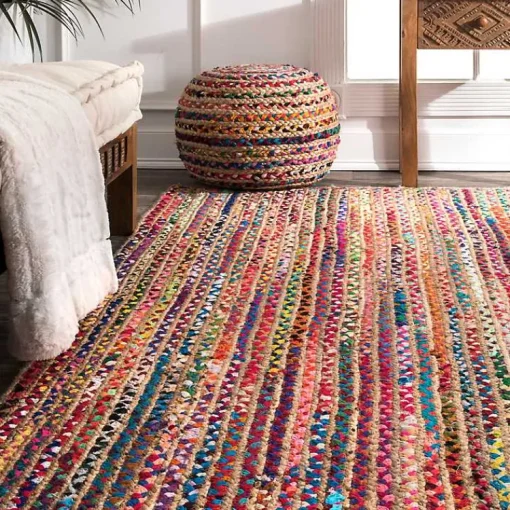 Kirklands Home Area Rugs|-Color Braided Jute and Cotton Area Rug, 8x10 Multi