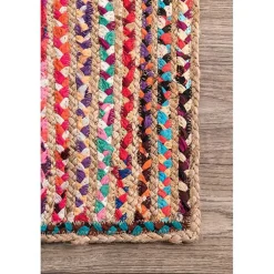 Kirklands Home Area Rugs|-Color Braided Jute and Cotton Area Rug, 8x10 Multi