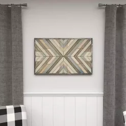 Kirklands Home Wall Plaques|Multicolor Criss Cross Chevron Wood Wall Plaque