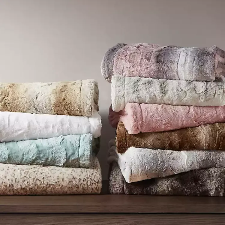 color Faux Fur Oversized Throw Blanket Blankets & Throws