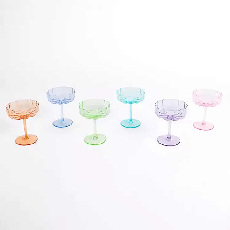 Kirklands Home Glassware & Drinkware|color Floral Coupe Glasses, Set of 6 Multi