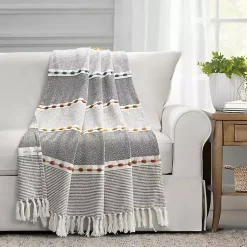 color Herringbone Stripe Throw Blankets & Throws