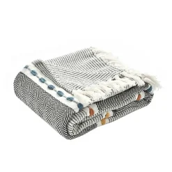 color Herringbone Stripe Throw Blankets & Throws