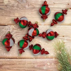 New Multicolor Shatterproof Finial Ornaments, Set of 8 Christmas Ornaments