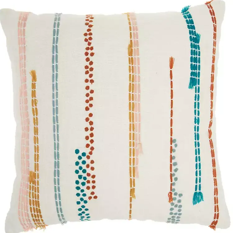 Clearance Multicolor Woven Dotted Lines Pillow Pillows