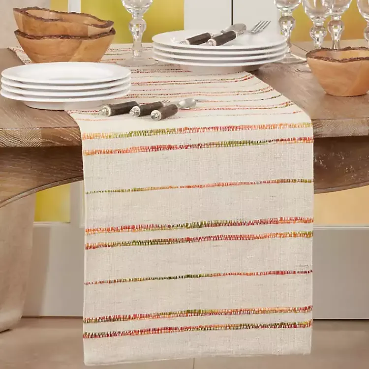 Kirklands Home Table Linens|Multicolor Woven Lines Table Runner, 90 in.