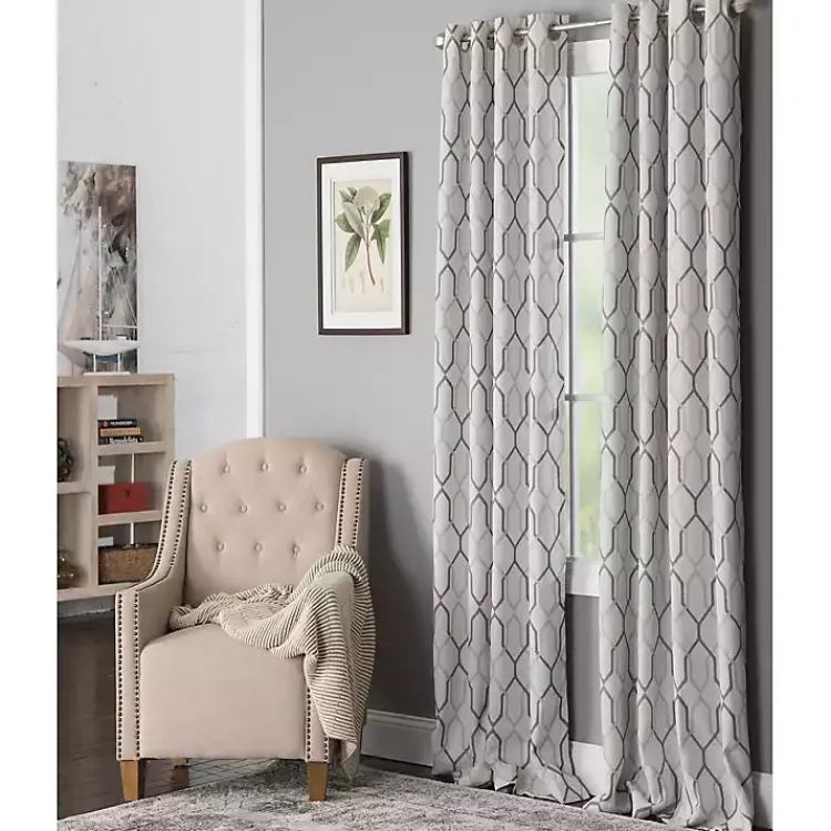 Kirklands Home Curtains & Drapes|Mushroom Interlock Single Curtain Panel, 84 in.
