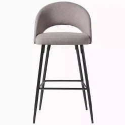 Kirklands Home Bar Stools & Counter Height Stools|Mushroom Upholstered Charli Bar Stools, Set of 2 Gray