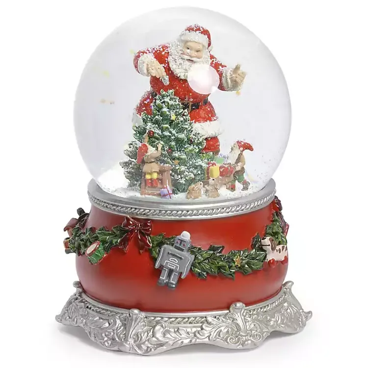 Hot Musical Santa and Elves by Tree Christmas Dome Christmas Decorations