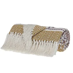 Mustard Herringbone Multi Striped Throw Blankets & Throws