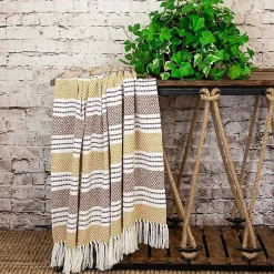 Mustard Herringbone Multi Striped Throw Blankets & Throws