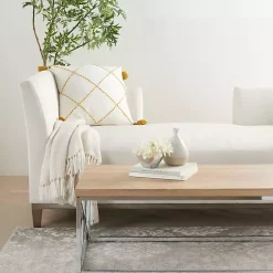 Outlet Mustard Stitched Lattice Throw Pillow Pillows