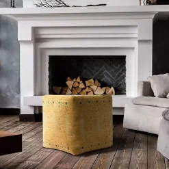 Outlet Mustard Bohemian Ultra-Soft Pouf Poufs & Floor Cushions