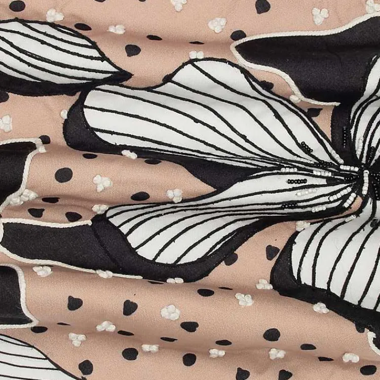 Best Natural & Black Embroidered Floral Throw Pillow Pillows