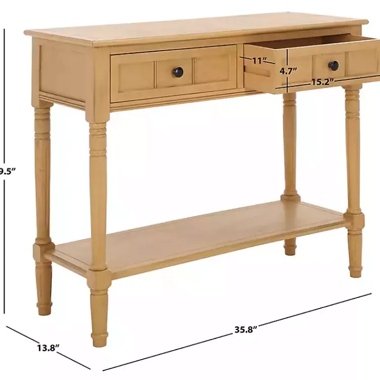 Kirklands Home Console Tables|Natural 2- Drawer Samantha Console Table Tan