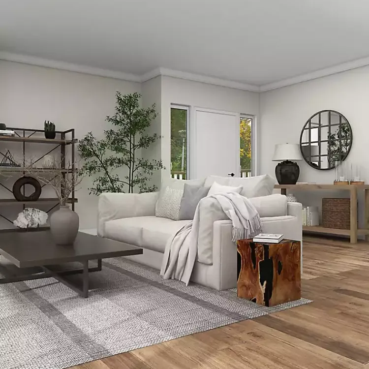 Kirklands Home Accent & End Tables|Natural Abstract Teak Wood Grain Accent Table Brown