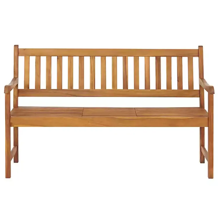 Kirklands Home Outdoor Seating|Natural Acacia Wood Bench with Pop-Up Table Tan