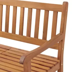 Kirklands Home Outdoor Seating|Natural Acacia Wood Bench with Pop-Up Table Tan