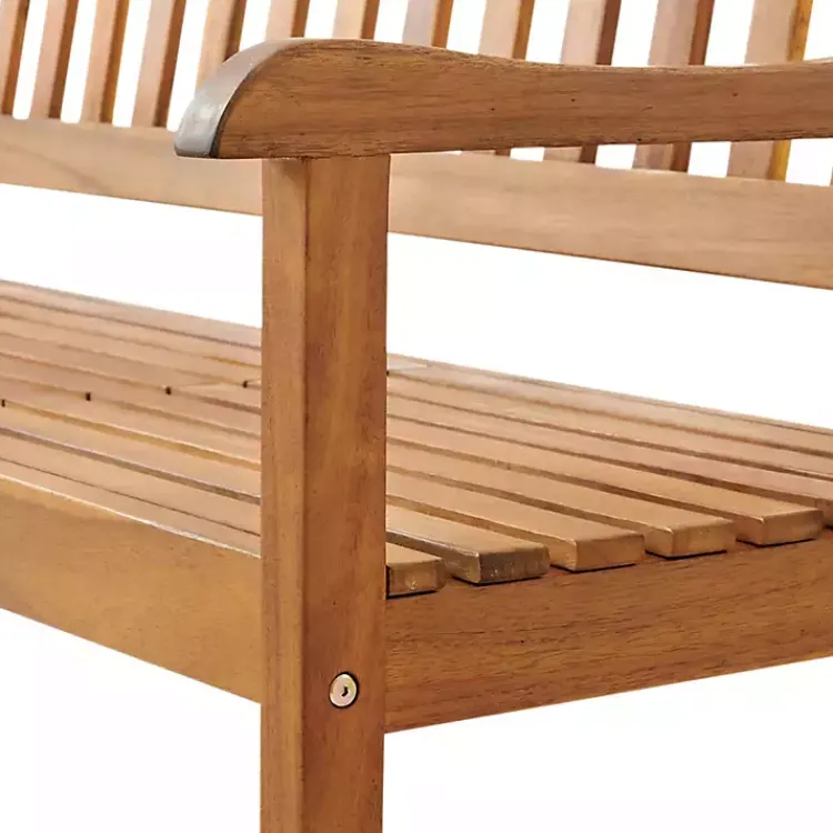 Kirklands Home Outdoor Seating|Natural Acacia Wood Bench with Pop-Up Table Tan