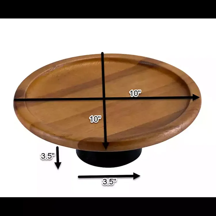 Kirklands Home Serving & Entertaining|Natural Acacia Wood Cake Stand with Black Base