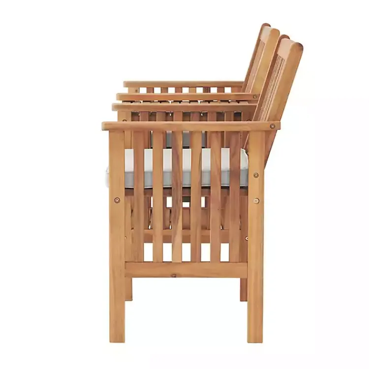 Kirklands Home Outdoor Sets|Natural Acacia Wood Ivory Cushion 3-pc. Patio Set