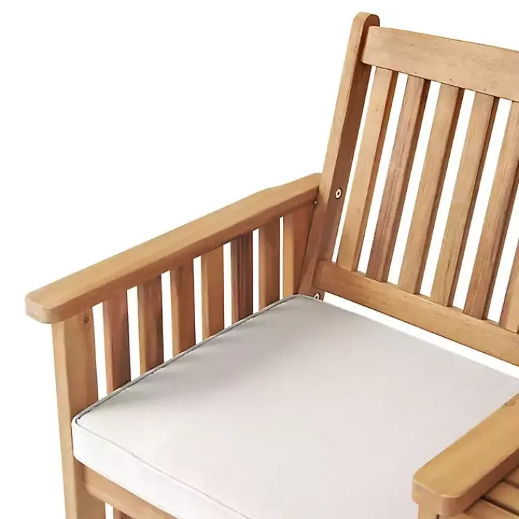 Kirklands Home Outdoor Sets|Natural Acacia Wood Ivory Cushion 3-pc. Patio Set
