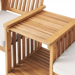 Kirklands Home Outdoor Sets|Natural Acacia Wood Ivory Cushion 3-pc. Patio Set