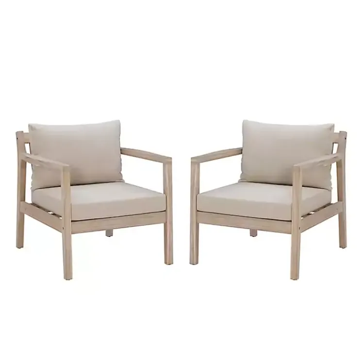 Kirklands Home Outdoor Seating|Natural Acacia Wood 2-pc. Outdoor Accent Chair Set Tan